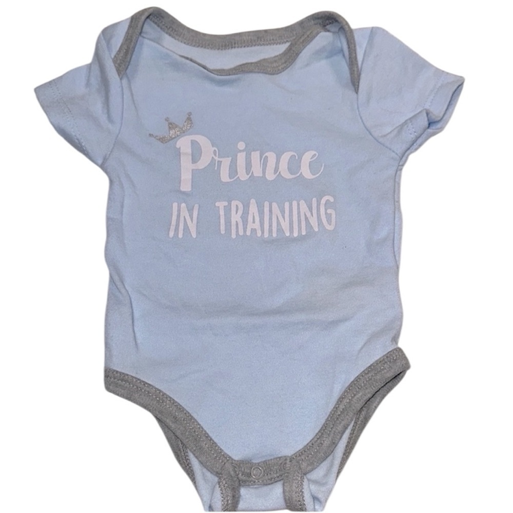 Blue and Gray Kids One Piece - Prince in Training size 6-9 months